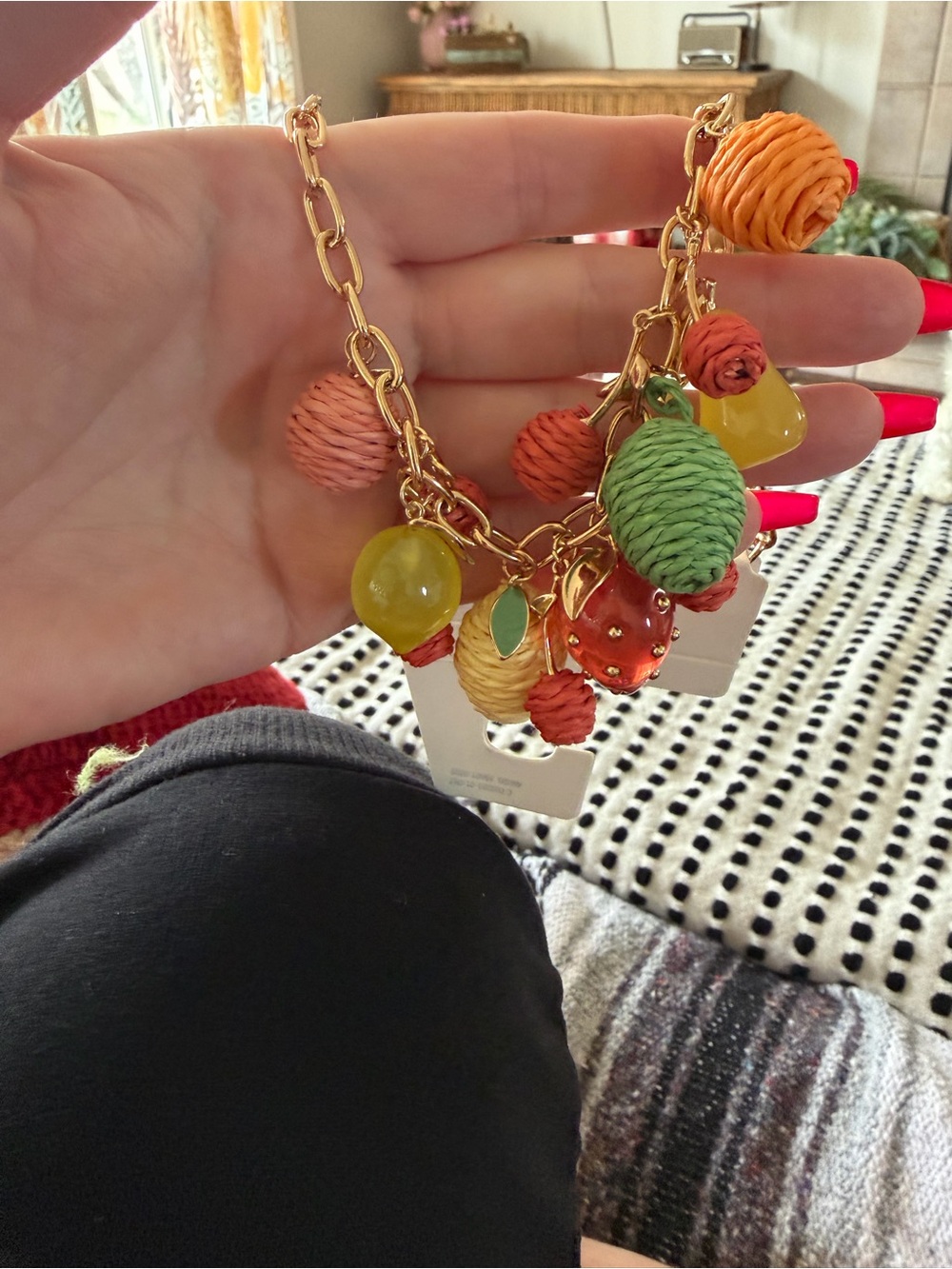 🔘 a new day Gold-Tone Necklace with Multicolor Fruit Charms - Picture 2 of 4